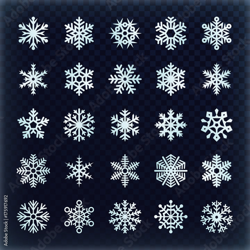 Festive vector snowflakes set. Christmas holydays decoration elements