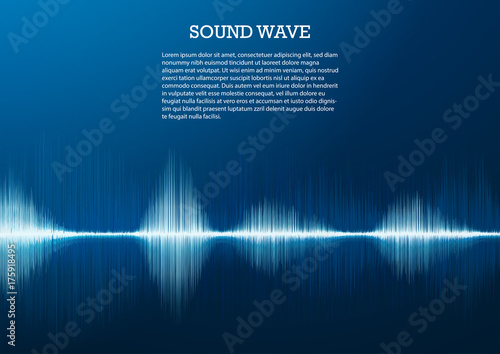 abstract sound wave dark blue background. waveform and frequency
