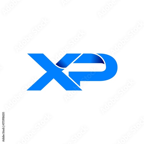 xp logo initial logo vector modern blue fold style