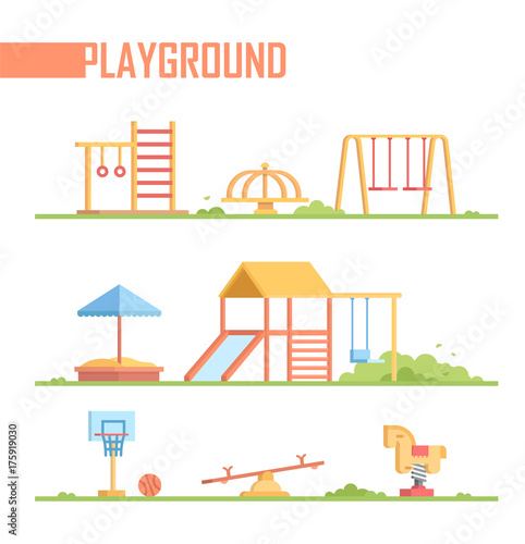 Set of playground elements - modern vector cartoon isolated illustration