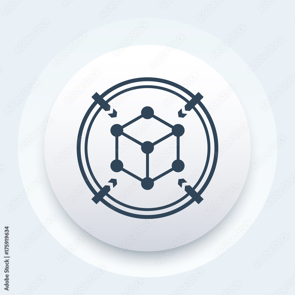 3d scanning vector icon with cubic structure 3d scanning vector icon with cubic structure