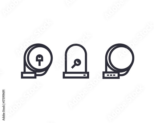 Bike locks icons on white photo