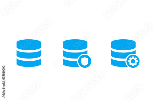 database, data storage icons on white