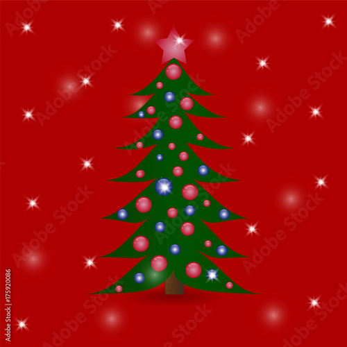 Christmas tree on a red background © tatyanabez1970