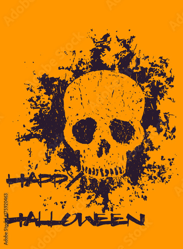 Schilderij op canvas halloween poster with grunge skull