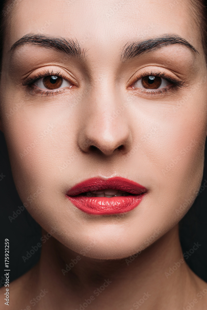 young woman with red lips young woman with red lips
