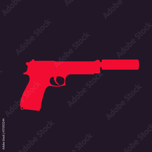 pistol silhouette, handgun with silencer