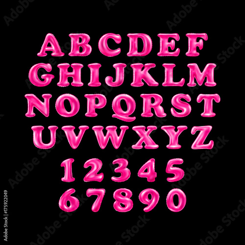 Pink alphabet foil party celebration balloons. black background