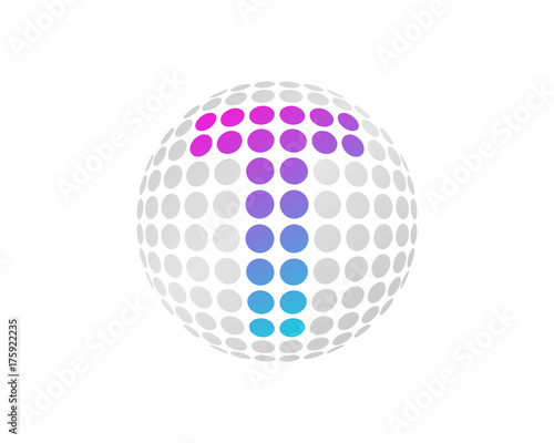 Letter T Dot Sphere Icon Logo Design Element © Nizwa Design