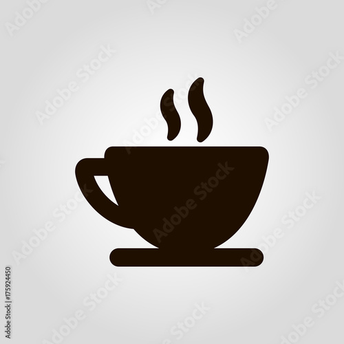 Coffee mug or cup with beans isolated flat vector icon