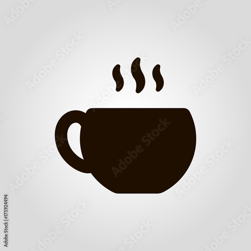 Coffee mug or cup with beans isolated flat vector icon