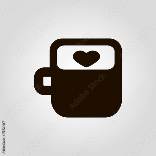 Love Coffee or tea mug or cup isolated flat vector icon
