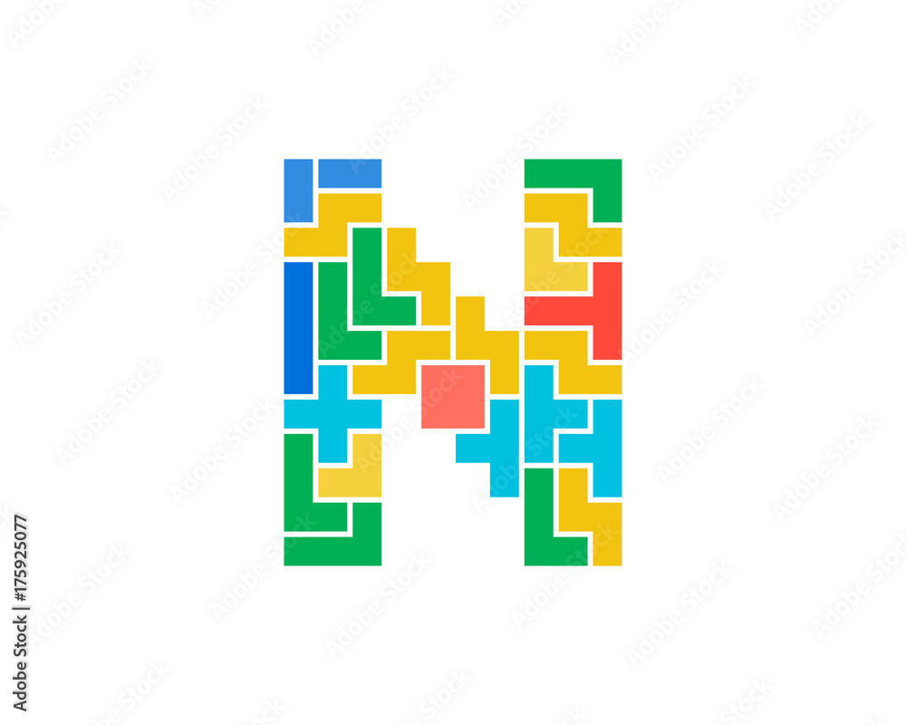 Letter N Puzzle Icon Logo Design Element Letter N Puzzle Icon Logo Design Element
