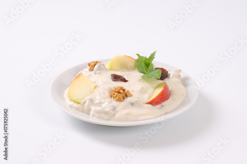 cream cheese with apples, nuts and raisins