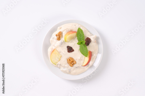 cream cheese with apples, nuts and raisins