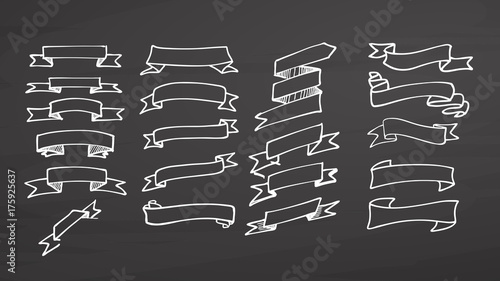 Big set of ribbons on chalkboard