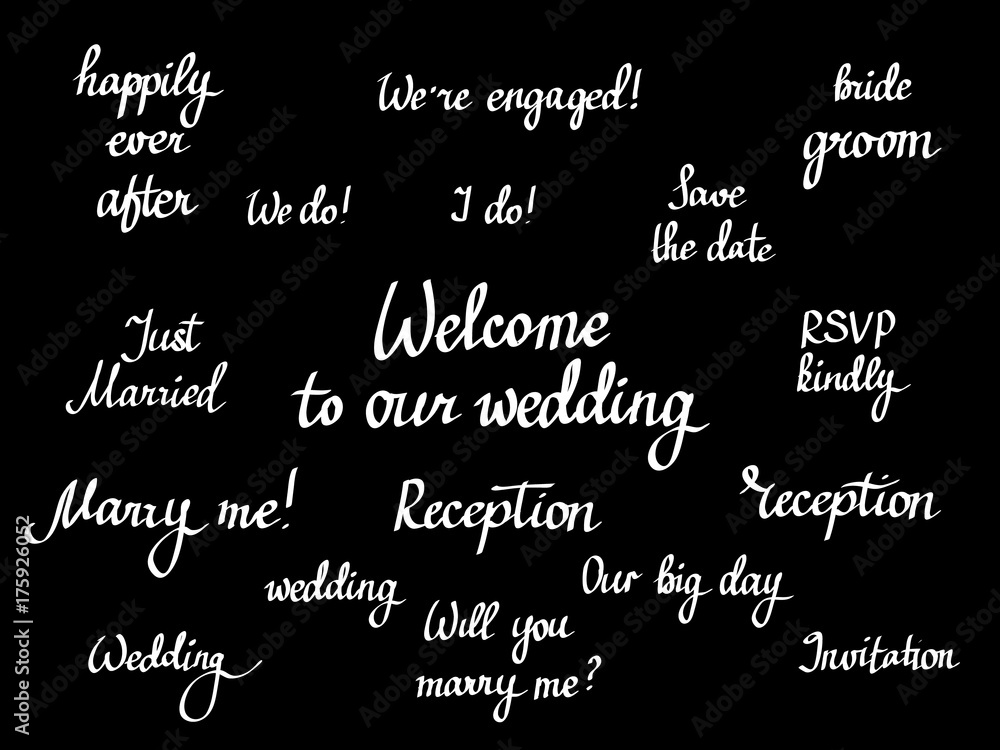 Vector wedding calligraphy set Vector wedding calligraphy set