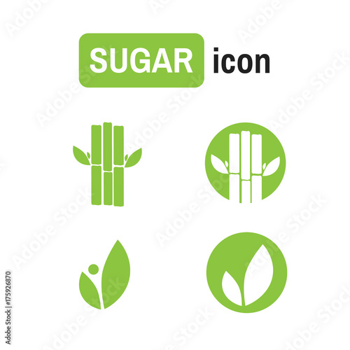 Cane sugar sugarcane. Sugar cane flat icons set illustration vector