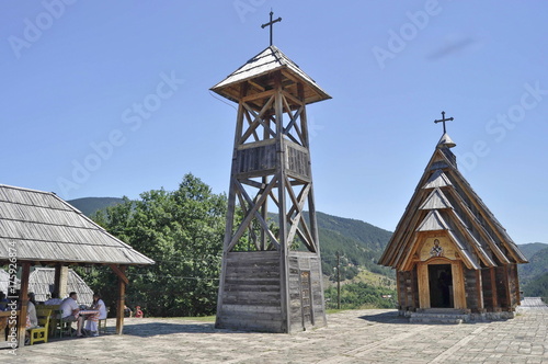 Wooden Church in Ethno Village Mecavnik in Serbia photo