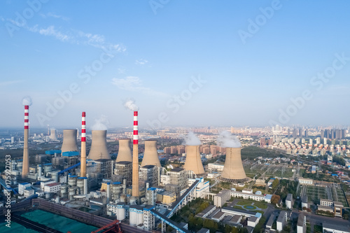 aerial view of thermal power plant photo