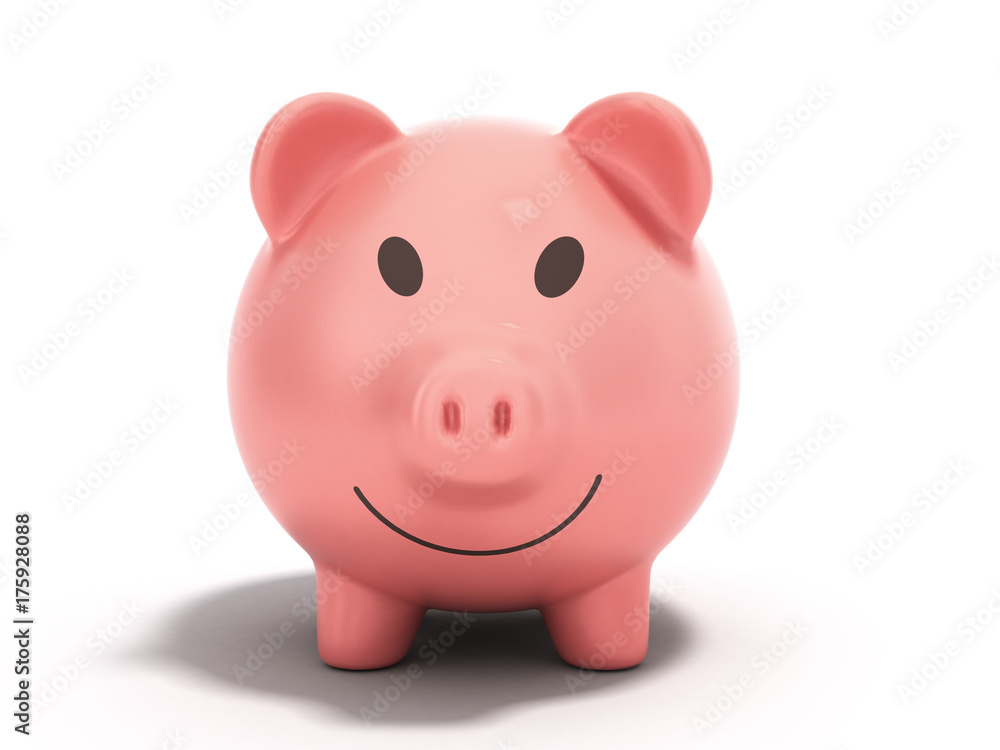 Money Piggy Bank 3d render on white background