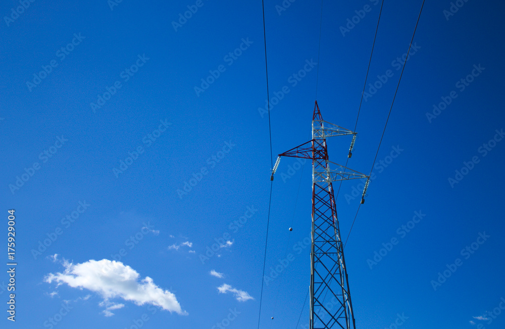 Electricity tower - Transmission tower - Power line in the sky (Urbino, Italy) Electricity tower - Transmission tower - Power line in the sky (Urbino, Italy)