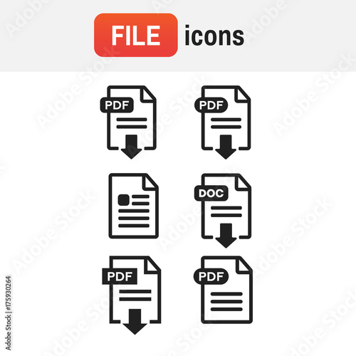 document file icon set. File Icons vector