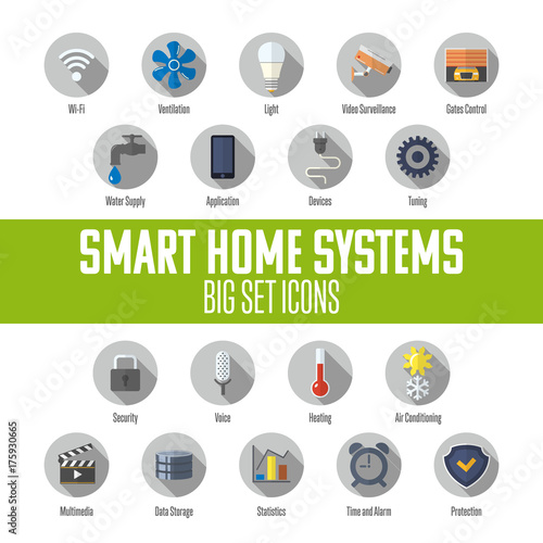 Set of smart home icons. Smart house automation system