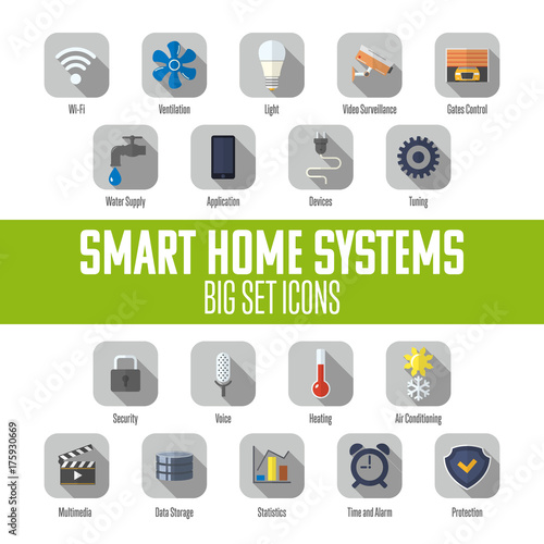 Set of smart home icons. Smart house automation system