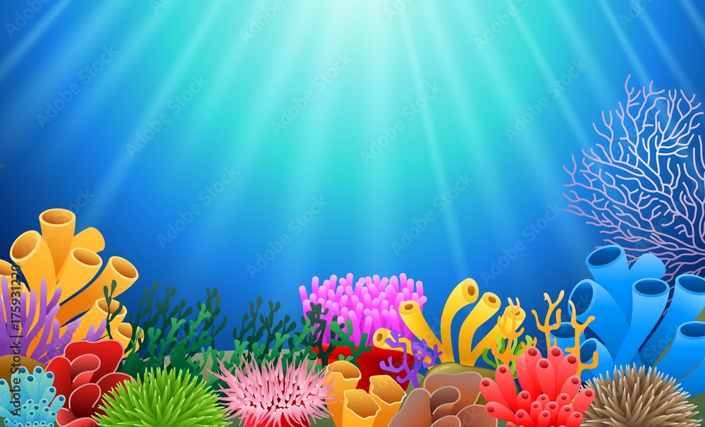 Fototapeta premium korale na tle podwodnego widoku. Ilustracji wektorowych