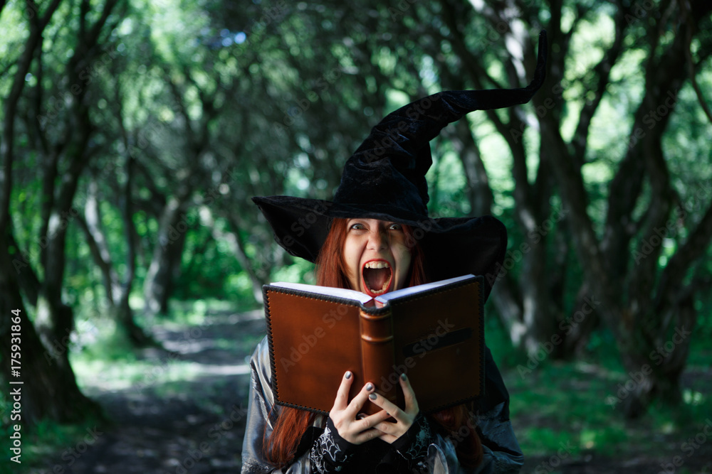 Fototapeta premium Image of young screaming witch