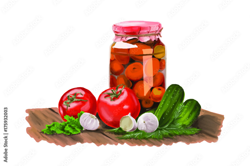 realistic jar pickle mix hand painting vector realistic jar pickle mix hand painting vector