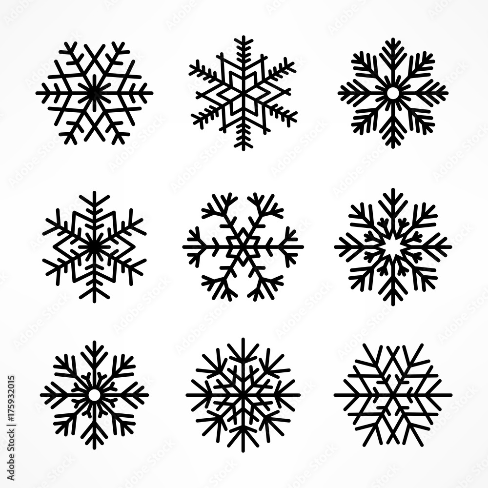 Set of Christmas snowflake isolated on white. Vector