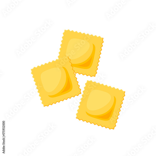 Italian cuisine. Pasta ravioli. Vector illustration cartoon flat icon isolated on white.