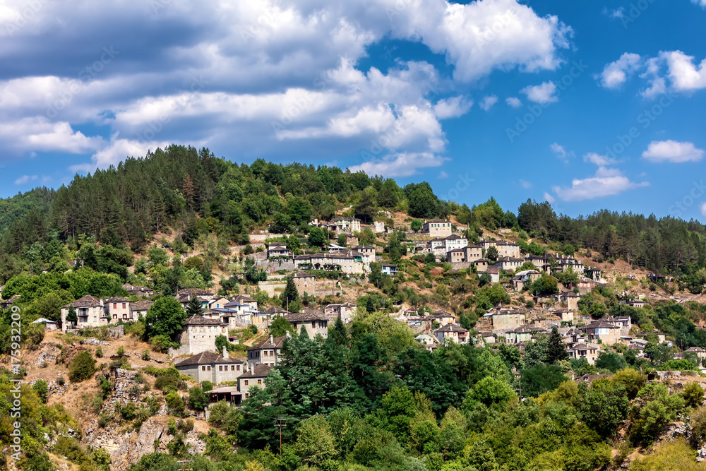 Beautiful view of the historic village of Tsepelovo in Zagori area, northern Greece.