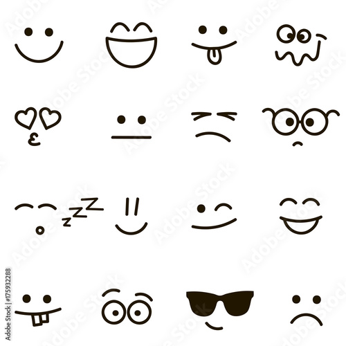 Set of emotional hand drawn faces