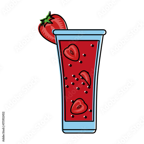 strawberry fruit juice icon image vector illustration design 