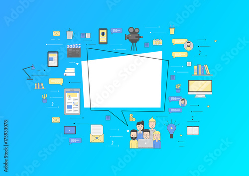 Trendy flat geometric bubbles and prospects in startups, business development, profit growth strategies. Plans and expectations. Vector illustration in thin line style.