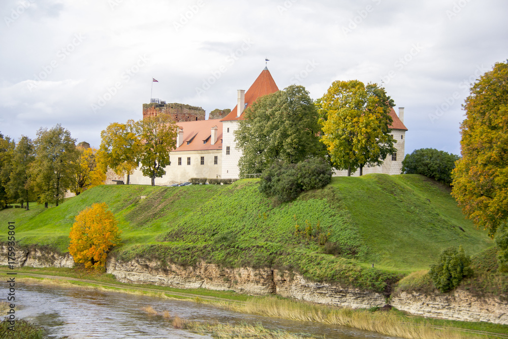 Livonia Order Castle was built in the middle of the 15th century. Bauska Latvia in autumn 