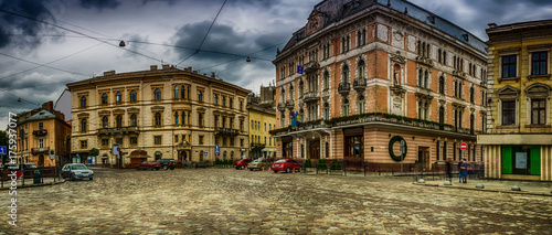 Lviv cityscape in the western part of Ukraine in the autumn season