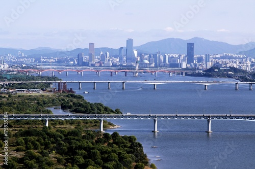 Photography Han river and Seoul cityscape