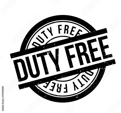 Duty Free rubber stamp. Grunge design with dust scratches. Effects can be easily removed for a clean, crisp look. Color is easily changed.