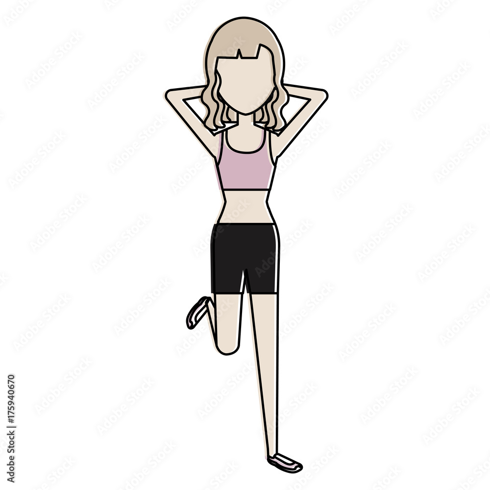 woman doing exercise character woman doing exercise character