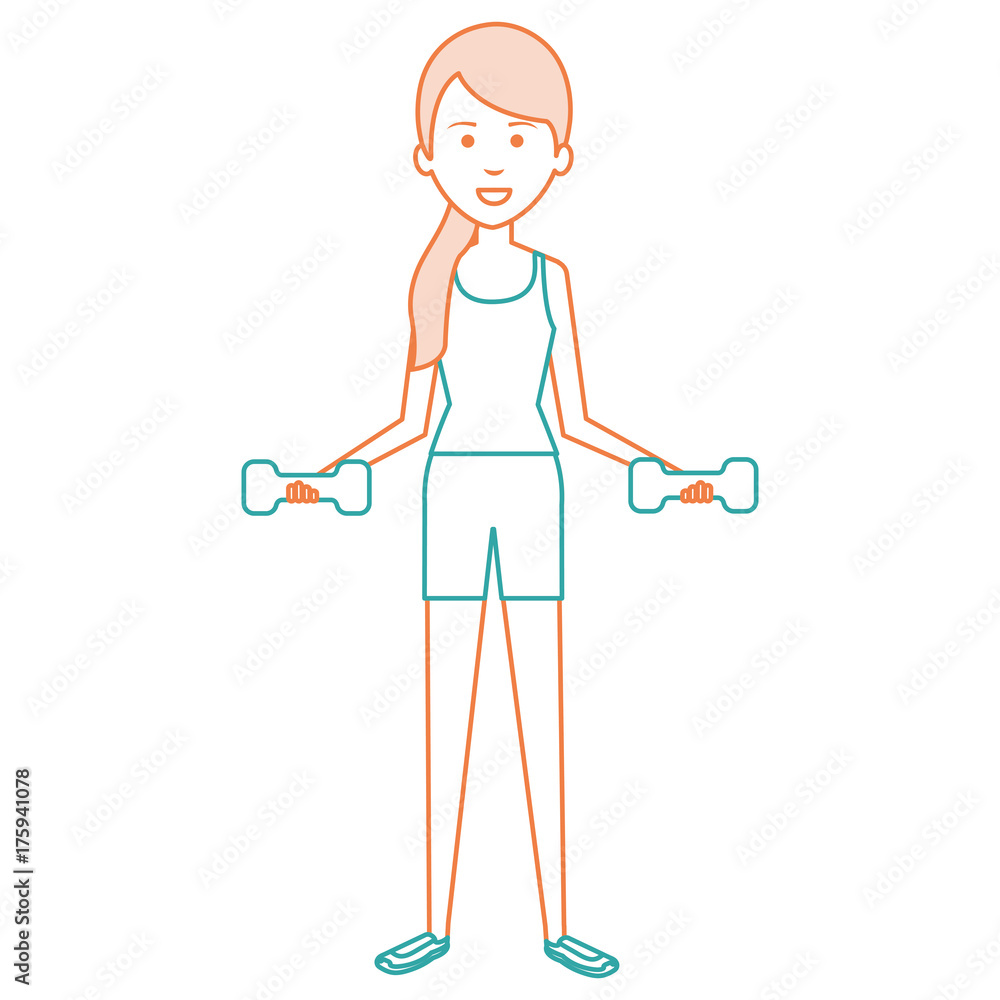 woman lifting weights character woman lifting weights character