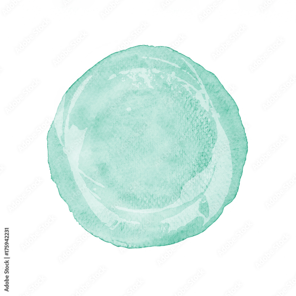 Green circle watercolor painting textured on white paper isolated on white background Green circle watercolor painting textured on white paper isolated on white background