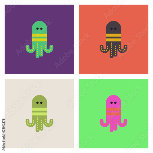 Octopus, vector cartoon illustration collection