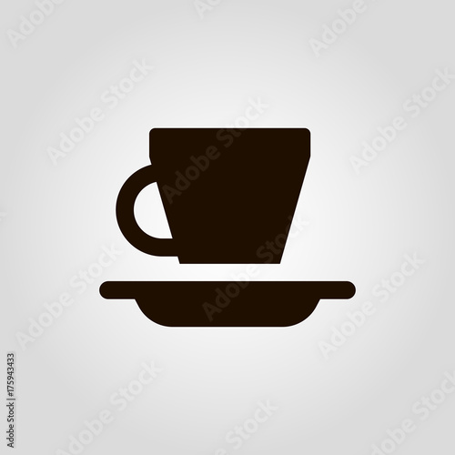 Coffee mug or cup with beans isolated flat vector icon