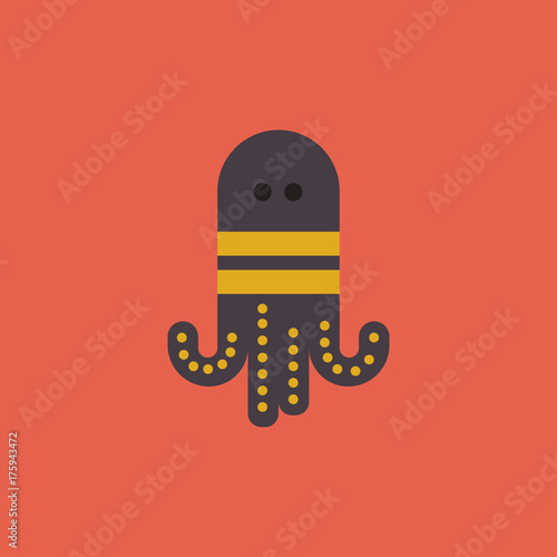 Octopus, vector cartoon illustration