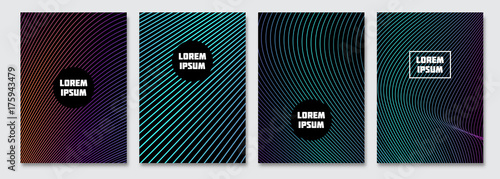 Cover design template. Vector minimal abstract background with gradient lines. Flyer, poster, brochure design. A4 size.