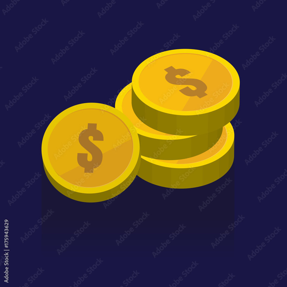 Gold coins vector icons, golden coins stacks and heaps. on blue background. illustration. logo. Symbols Gold coins vector icons, golden coins stacks and heaps. on blue background. illustration. logo. Symbols